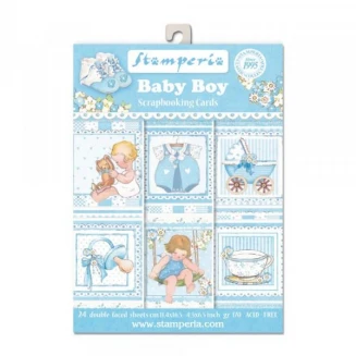 Stamperia 24 Χαρτιά Scrapbooking 11,4x16,5cm Διπλής Όψης Baby Boy