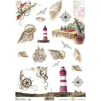Itd. Collection Ριζόχαρτο Decoupage A4 (21x29,7cm) Shells And Lighthouse