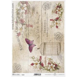 Itd. Collection Ριζόχαρτο Decoupage A4 (21x29,7cm) Vintage Butterflies And Flowers