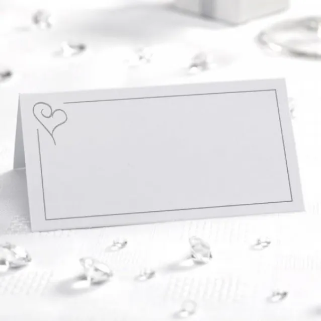 Neviti 50 Καρτάκια Θέσεων Contemporary Heart Ασημί