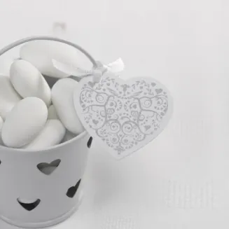 Neviti 10 Καρτάκια Καρδιά Vintage Romance Λευκό/Ασημί