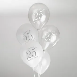 Neviti 8 Μπαλόνια 25th Anniversary Vintage Romance Λευκό/Ασημί