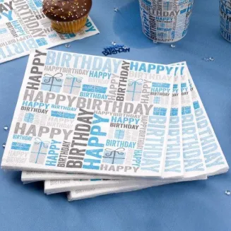 Neviti 20 Χαρτοπετσέτες Happy Birthday Μπλε
