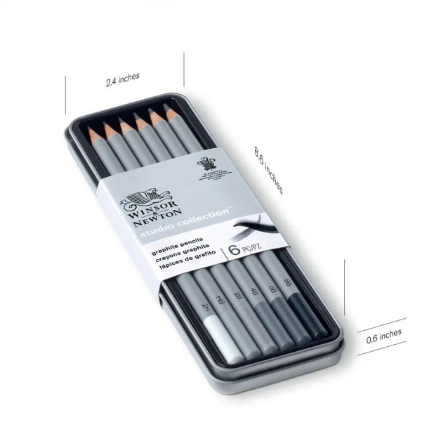 Winsor & Newton Μεταλλική Κασετίνα 6 Μολύβια Σχεδίου Studio Collection