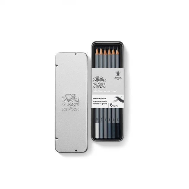 Winsor & Newton Μεταλλική Κασετίνα 6 Μολύβια Σχεδίου Studio Collection
