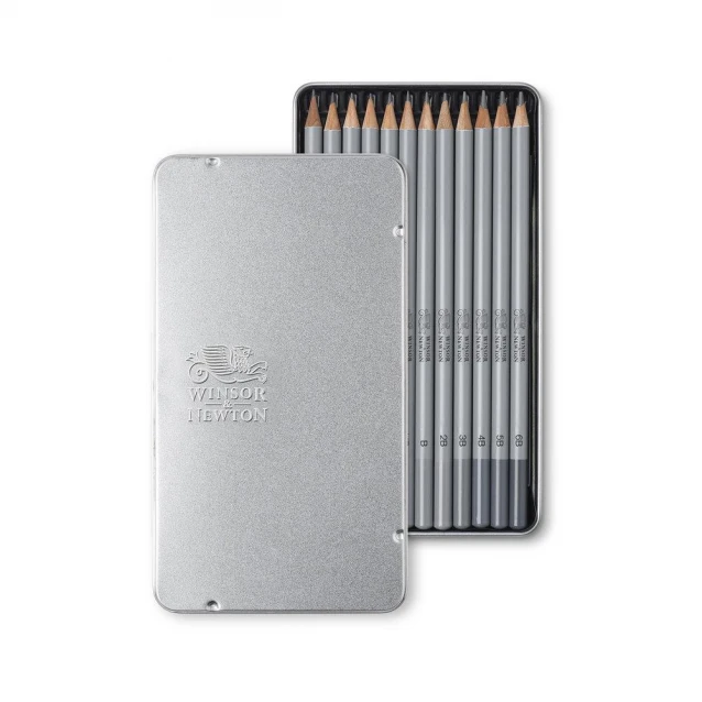 Winsor & Newton Μεταλλική Κασετίνα 12 Μολύβια Σχεδίου Medium Studio Collection