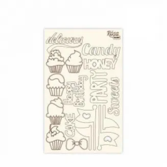 Rosa ξύλινα διακοσμητικά12,6x20cm Cake Delicious