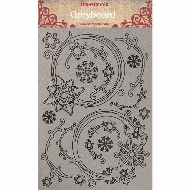 Stamperia A4 (21x29,7cm) Greyboard /1mm Snowflakes and Garlands