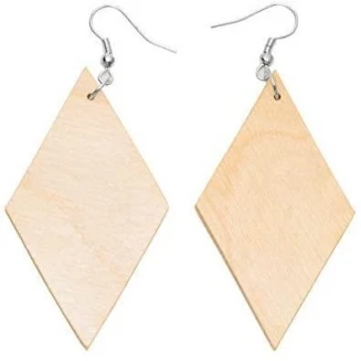 Ξύλινο Σκουλαρίκι Ρόμβος 5x5cm