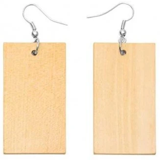 Ξύλινο Σκουλαρίκι Παραλληλόγραμμο 4x1,5cm