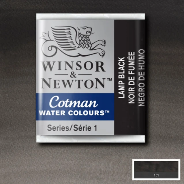 Winsor & Newton Half Pan Ακουαρέλας Cotman 337 Lamp Black Series 1