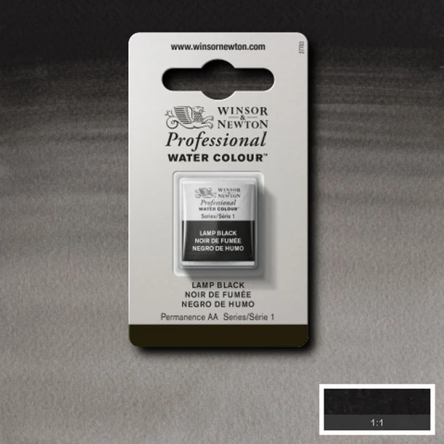 Winsor & Newton Half Pan Ακουαρέλας Professional 337 Lamp Black Series 1