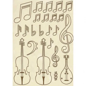 Stamperia Ξύλινο Σχήμα A5 (14,8Χ21cm) Νότες & Έγχορδα