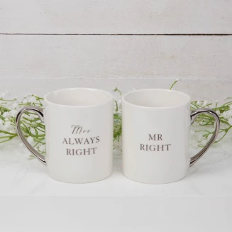Amore Mug Gift Set pair - Mr Right Mrs Always Right