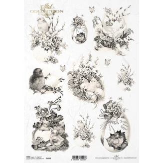 Itd. Collection Ριζόχαρτο Decoupage A4 (21x29,7cm) Easter Flowers And Chicken