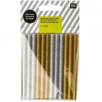 Stafil 12 ράβδοι Κόλλα Σιλικόνης 0,7x10cm Χρυσό & Ασημί Glitter