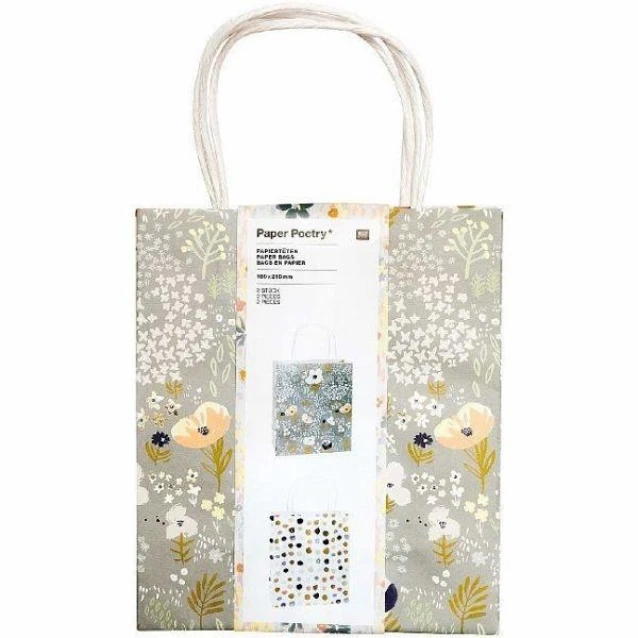 Rico Design Σακούλα Δώρου 18x21cm Λουλούδια Μπλε Φόντο FSC