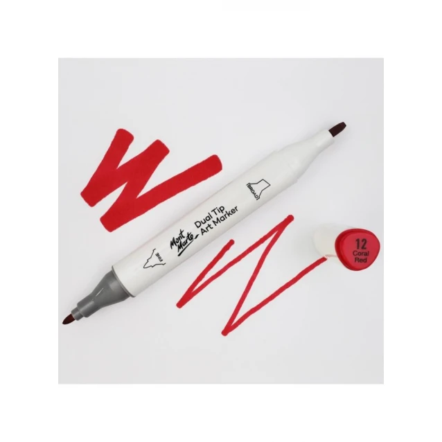Mont Marte Art Marker Διπλής Μύτης R2 Scarlet Red (12 Coral Red)