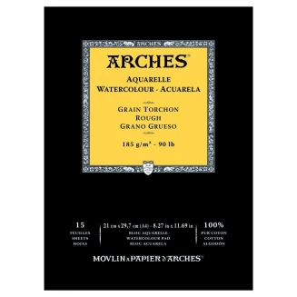 Arches Μπλοκ Ακουαρέλας Rough Grain (Τραχύ) 185gr A4 (21x29,7cm) 15 Φύλλων
