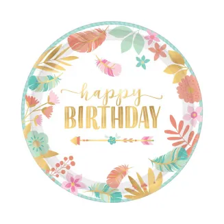 Amscan 8 Πιάτα Φαγητού 23cm Boho Birthday Girl
