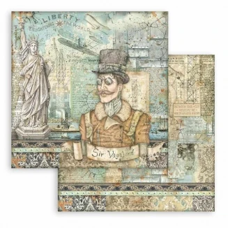 Stamperia Χαρτί Scrapbooking 30,5x30,5cm Διπλής Όψης Sir Vagabond Aviator Statue Of Liberty