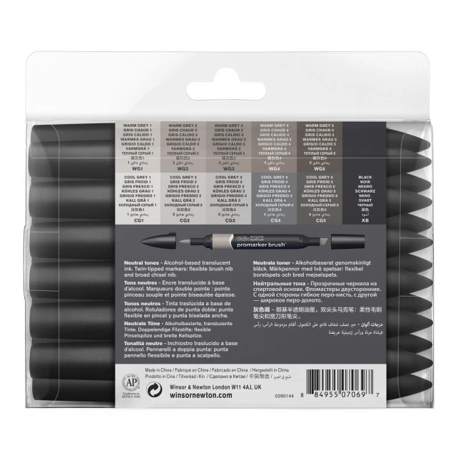 Winsor & Newton 12+1 Μαρκαδόροι Promarker Brush Neutral Tones