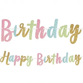 Amscan Γιρλάντα 365cm με γράμματα Glitter Happy Birthday