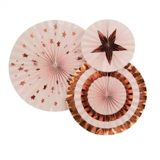 Neviti 3 Χάρτινες Βεντάλιες Pink & Rose Gold