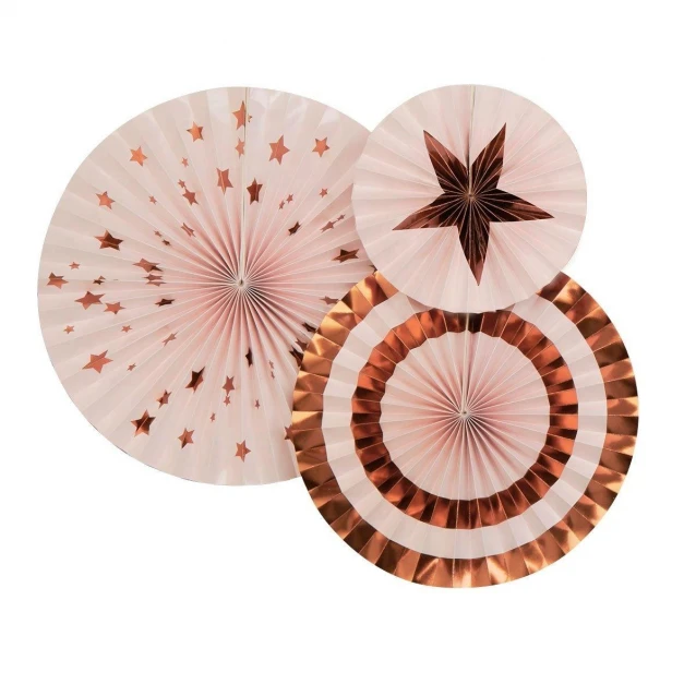 Neviti 3 Χάρτινες Βεντάλιες Pink & Rose Gold
