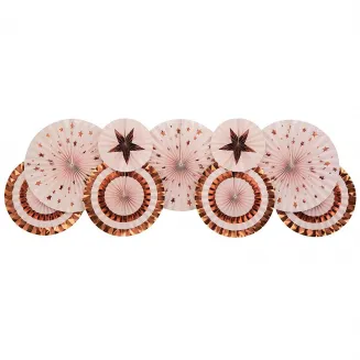 Neviti 3 Χάρτινες Βεντάλιες Pink & Rose Gold
