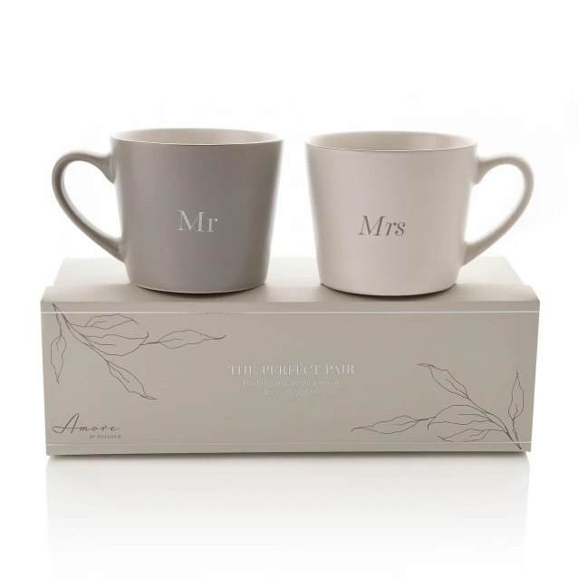 Amore 2 Κούπες (Γκρι & Λευκή) Mr & Mrs