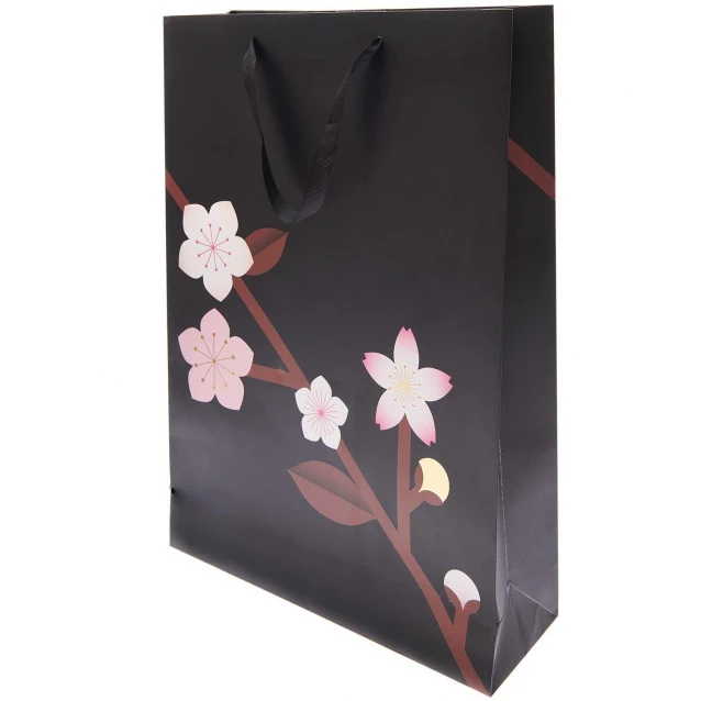 Rico Design Χάρτινη Τσάντα 33x45x10cm Μαύρη/Λουλούδι FSC