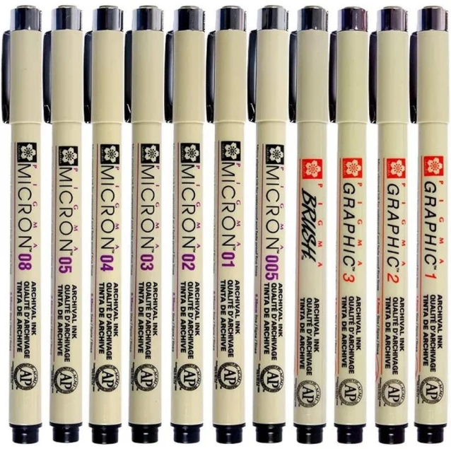 Sakura Pigma Mikron Μαρκαδοράκι Σχεδίου Μαύρο 10 (1mm)