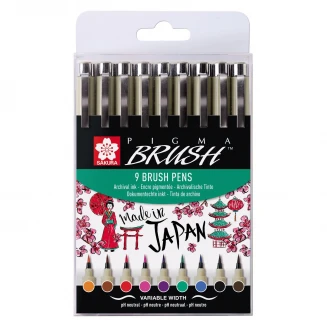 Sakura 9 Χρωματιστά Μαρκαδοράκια Πινέλο Pigma Brush
