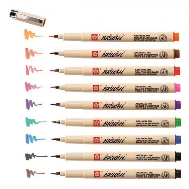Sakura 9 Χρωματιστά Μαρκαδοράκια Πινέλο Pigma Brush