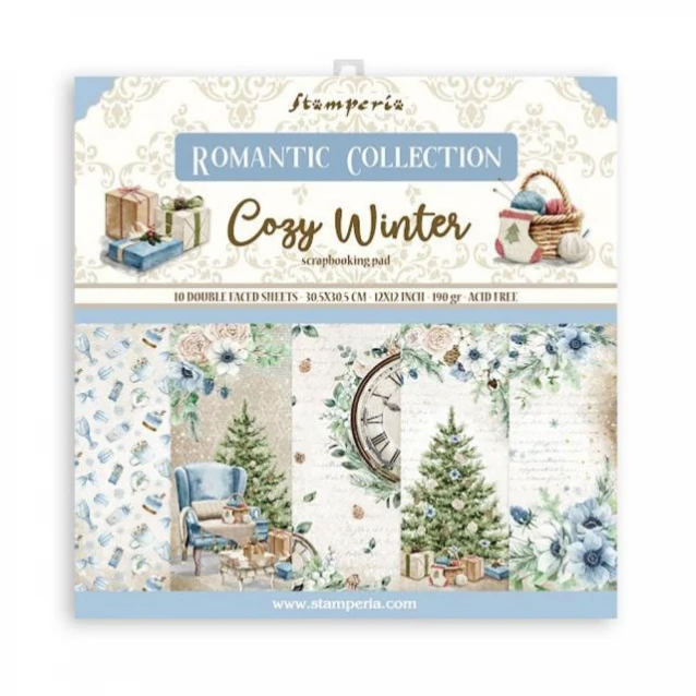 Stamperia 10 Χαρτιά Scrapbooking 30,5X30,5cm Διπλής Όψης Romantic Cozy Winter
