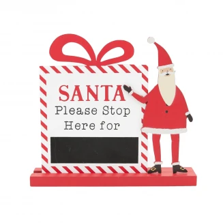 Χριστουγεννιάτικη Πλακέτα Santa Please Stop Here
