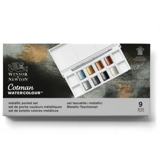 Winsor & Newton Cotman Κασετίνα με 8 Πλακάκια Ακουαρέλας & Πινέλο Metallic