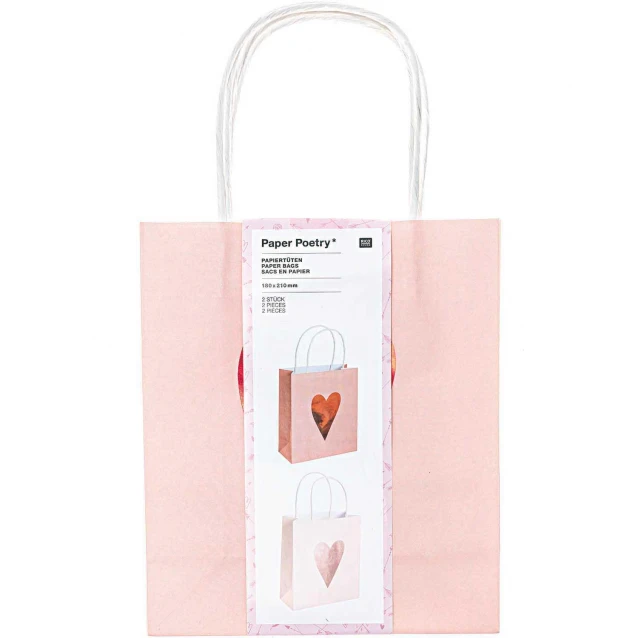 Rico Design 2 Χάρτινες Τσάντες 18x21cm Hearts FSC