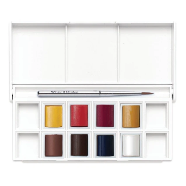 Winsor & Newton Cotman Κασετίνα με 8 Πλακάκια Ακουαρέλας & Πινέλο Portrait