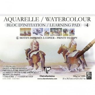 Clairefontaine Μπλοκ Ακουαρέλας Learning Pad 12 φύλλων A4 (21x29,7cm) 300gr No.4 Landscapes & Horses