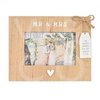 Love Story Ξύλινη Κορνίζα με Ετικέτα 15x10cm Mr & Mrs