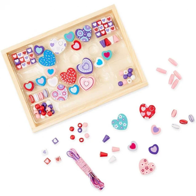 Melissa & Doug Φτιάξτε Κοσμήματα με Ξύλινες Χάντρες 120 Κομμάτια Καρδούλες