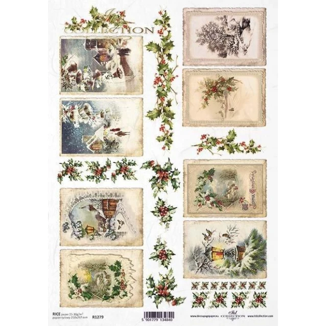 Itd. Collection Ριζόχαρτο Decoupage A4 (21x29,7cm) Christmas Tags