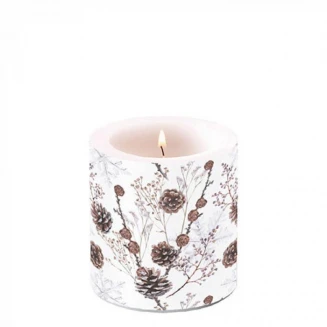 Ambiente Κερί Μικρό Φ7,5x9cm Pine Cones White