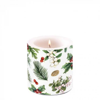 Ambiente Κερί Μικρό Φ7,5x9cm Winter Greenery White