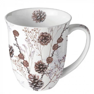 Ambiente Πορσελάνινη Κούπα 400ml Pine Cones White