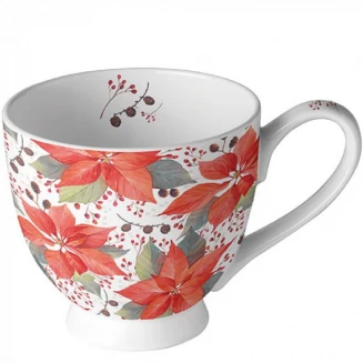 Ambiente Πορσελάνινη Κούπα 450ml Poinsettia and Berries