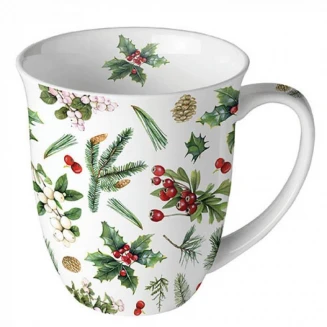 Ambiente Πορσελάνινη Κούπα 400ml Winter Greenery White