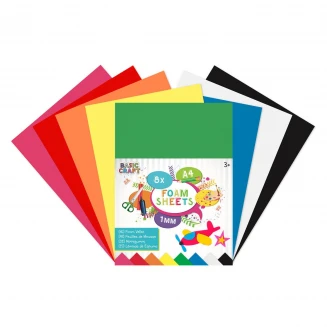 Craft ID 8 Χρωματιστα Αφρώδη Φύλλα 1mm Α4 (21x29 7cm)